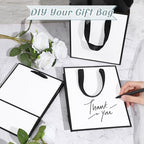 Yeaqee 100 Pcs Metallic Paepr Gift Bags Bulk with Handles,White Black - Image 4