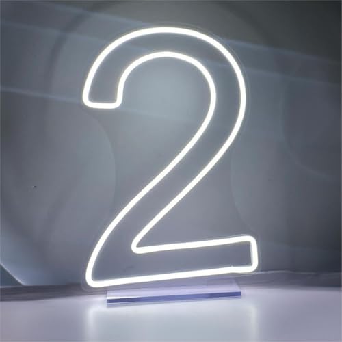 LED Neon Signs Number 2 Birthdays Decor Neon Lights Party USB Plus Battery Case Light up your baby's birthday with our Neon Number Two Sign (Number 2) by NUOSHANZS