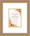 Poster Palooza Wedding Invitation Display Frame 10.75x12.75 in Bronze With White and Spring Green Double Mat for 5x7 Standard Keepsake | USA Made by PosterPalooza
