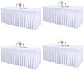 4 Packs White Tableclothes for 8 Foot Rectangle Tables, Wrinkle Resistant Fitted Table Cloth Stretch Spandex Table Covers with Skirt for Event Banquet Wedding Birthday Party by PartyTalk