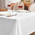 Fitable 2 Pack White Faux Linen Tablecloths Rectangle 60x102 Inch - Image 2