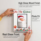 BELLA BUSTA-My First Christmas Picture Frame-Babys 1st Christmas-The Santa Train -Merry Christmas-Peace-Joy-Love-UV Print Picture Frame (5x7 Vertical) - Image 4