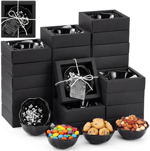 Teenyyou 50 Sets Gothic Wedding Favors, Black Ceramic Bowls with Gift Box by Teenyyou