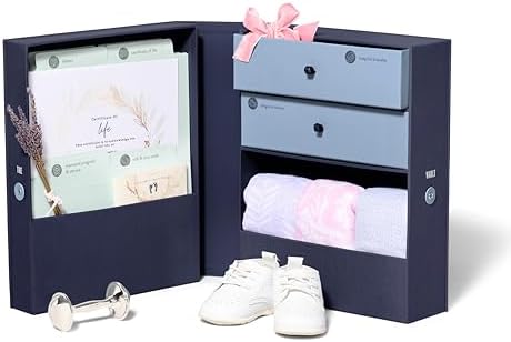 Savor | Baby Memory Box Keepsake Organizer | Customizable Sympathy Gift and Remembrance Box for Angel Baby, Pregnancy, & Treasured Mementos (Blue, Adelaide Style) by Savor