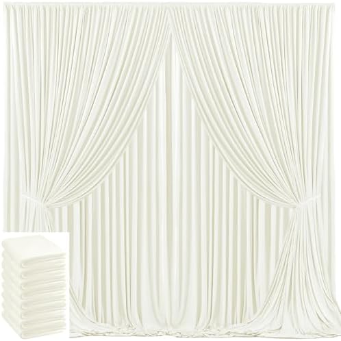 40x10ft Ivory Backdrop Curtain for Wedding Parties Wrinkle Free Fabric Ivory Drapes Backdrop Decoration for Baby Shower Birthday Photography Decoration 8 Panels, 5ft x 10ft by Gogoparti
