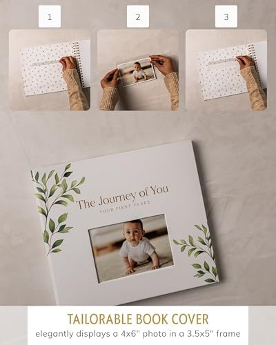 Personalized Baby Book, 4x6 Photo Cover, First 5 Years, Botanical Keepsake - Image 5