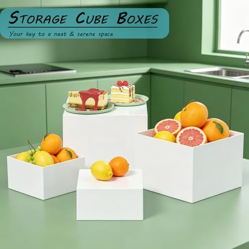 7pcs Acrylic Buffet Risers Set Nestable Cube Display Stands Large Food Display Shelves for Dessert Table Catering Parties Wedding Jewelry Collectibles Figures(Size 10" 9" 8" 7" 6" 5" 5",White) - Image 5