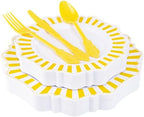 COLOSUS 150PCS White Yellow Plastic Plates, Party Plates and Silverware set by COLOSUS