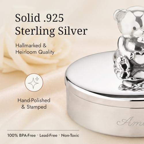 Teddy Bear 925 Sterling Silver First Curl & Tooth Keepsake Box - Image 4