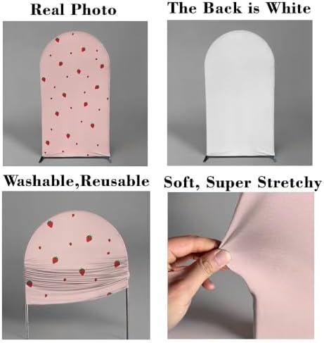 Strawberry Theme Arch Cover Chiara Backdrops Pink Stretchy Arched Stands Covers for Girls Baby Shower Birthday Wedding Decoration(Only Cover) - Image 5