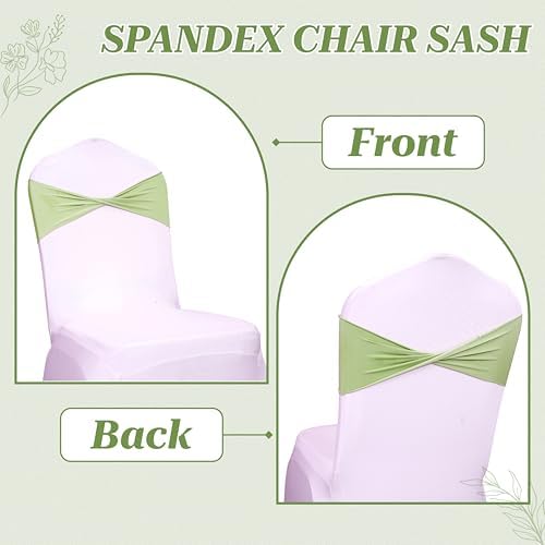 MDS Pack of 250 Spandex Chair Sashes Without Slider Buckles – Sage Green - Image 4
