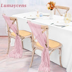 50 PCS Cheesecloth Chair Sashes Bows Wedding Aisle Decorations Chair Ribbon Ties Back Sash for Wedding Party Events Banquet Chair Cover Decoration (Light Pink) - Image 5