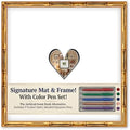 CountryArtHouse Signature Keepsake Frame - Heart Shaped Mat Window - Gold Bamboo Genuine Hardwood 20x20 5x5 Photo - Black Border Mat - Complete Keepsake Signing Kit by CountryArtHouse