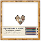 CountryArtHouse Signature Keepsake Frame - Heart Shaped Mat Window - Gold Bamboo Genuine Hardwood 20x20 5x5 Photo - Black Border Mat - Complete Keepsake Signing Kit by CountryArtHouse