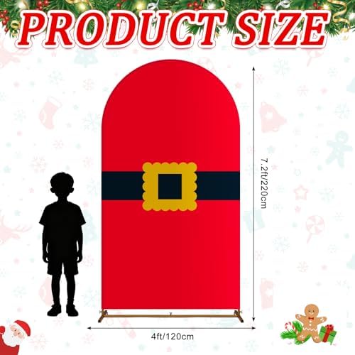 VitalCozy 7.2 ft Christmas Belt Arch Cover Spandex Santa Gold Buckle - Image 3