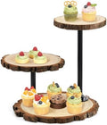 Chunful 3 Tier Round Natural Wood Cupcake Dessert Stand, Cup Cake Tower Stand Holder, Wooden Cake Display Tiered Centerpiece for Party, Birthday, Wedding, Baby Shower, Holiday Decoration by Chunful