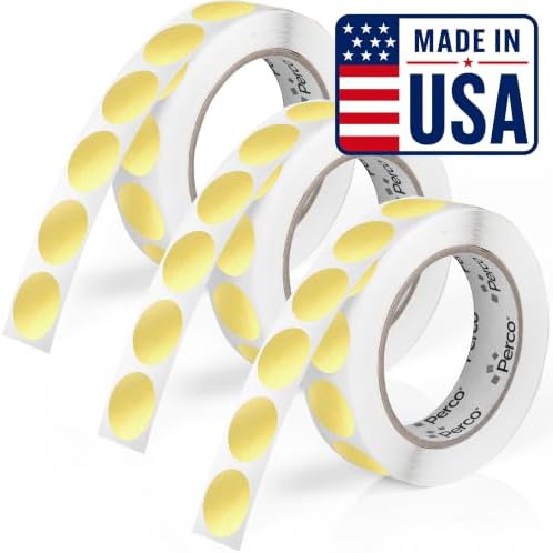 Perco Metallic Gold Perforated Round Circle Dot Sticker 1-Inch Labels — 3 Rolls, 3,000 Stickers - VIP, Reward & Premium Pricing Labels for Events & Packaging - Made in USA by Perco
