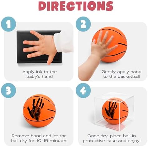 Baby Basketball Handprint Kit - Baby Boy Basketball Newborn Keepsake Kit - Image 3