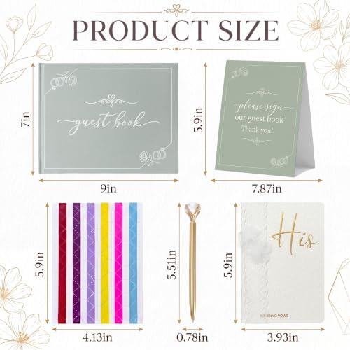 Wedding Guest Book and Vow Book Set Sage Green Linen Photo - Image 2