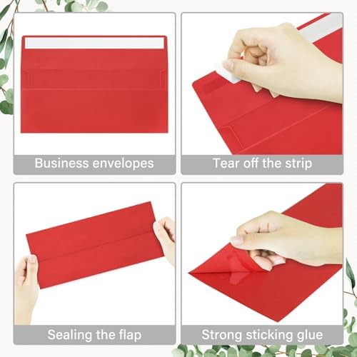 200 Pack #10 Red Envelopes Letter Size Self Seal Business Envelopes - Image 4