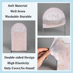 One Silly Goose Arch Backdrop Cover 6.6FT Pink Plaids Stretchy Arched Stand Cover for Baby Girls 1st Birthday Baby Shower Party Decoration - Image 3