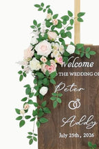 2pcs Wedding Welcome Sign Flowers,Blush Pink Faux Floral Swag,Artificial Flower Garland for Fall Wedding Bridal Shower Graduation Party Prom Entrance Sign Decor (Stand not Included) - Image 3