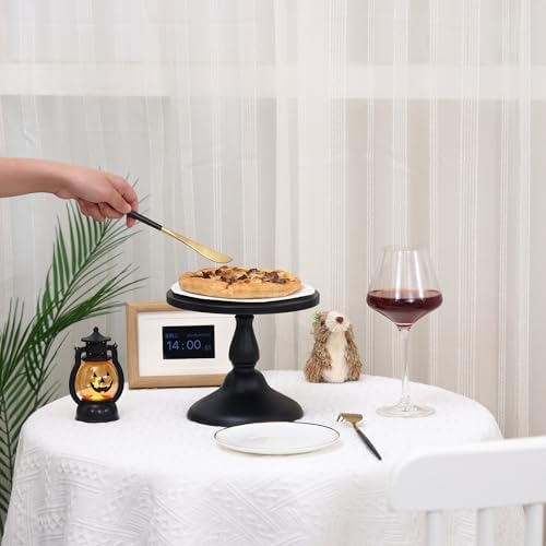 Set of 3 Black Cake Stands, QENUIITEA Metal Round Cake Holder Dessert Pie Pizza Display Stand 8" 10" 12" Serving Tray Halloween Decoration for Wedding Celebration Party Birthday Baby Shower - Image 7