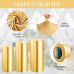 SaitiMade Set of 5 - Gold Cylinder Pedestal Stand Covers - Image 3