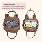 BabbleRoo Diaper Bag Backpack - Baby Essentials Travel Tote - Multi Function Water Resistant Diaper Bag, Travel Essentials Baby Bag with Changing Pad, Stroller Straps & Pacifier Case - Unisex, Brown - Image 3