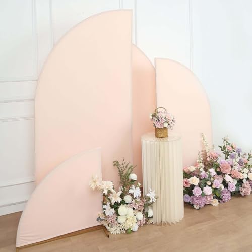 Efavormart Set of 4 Blush Rose Gold Spandex Half Moon Arch Covers, Custom Fit Chiara Backdrop Slipcovers 2.5ft-7ft for Glamorous Events and Bridal Showers - Image 6
