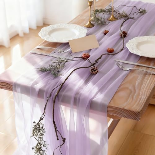 Sheer Chiffon Table Runner 35x120 Inches, Purple 12 Pack - Image 5