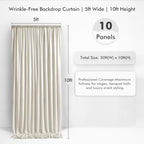 50×10 Beige Backdrop Curtains for Wedding Party Decorations Wrinkle Free - Image 2