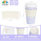 50 Pack 16oz Vintage Purple Floral Disposable Coffee Cups with Lids & Sleeves – Premium Paper for Mother's Day, Wedding, Birthday, Brunch, Cafés,Party Supplies - Image 2