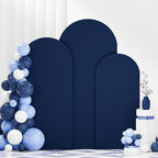 FANPROMS Arch Backdrop Cover Set of 3 Navy Blue Arch Covers 4FT 5FT 6FT Spandex Round Top Wedding Arch Covers Set Stretchy Chiara Backdrop Covering 2-Sided Arched Covers for Birthday Party Decoration - Image 4
