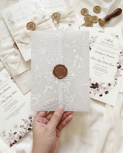 Hand-Drawn Vellum Jackets for 5x7 Invitations, 100 Pcs Invitation Sleeves - Image 3