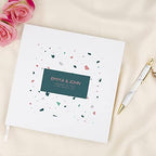 Andaz Press Personalized Wedding Guestbook with Gold Accents, Terrazzo White Guest Sign in Guest Registry 120 Pages 8.5 X 8.5 Memories Book for DIY, Scrapbook, Photo Album - Image 2