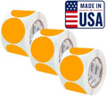 Perco Neon Orange Perforated Round Circle Dot Sticker 4-Inch Labels — 3 Rolls, 1,200 Stickers - Sale, Clearance & Limited-Time Offer Signage, High Visibility - Made in USA by Perco