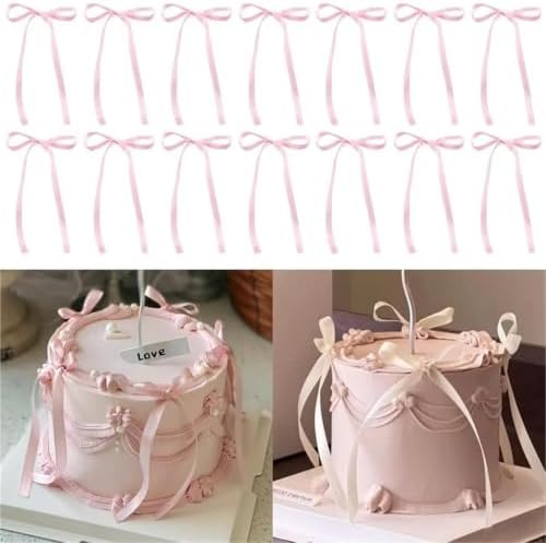 200pcs Bow Cake Topper Birthday Cake Decor Satin Ribbon - Image 3