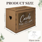 Large Wooden Wedding Card Box for Grad Party Reception Table with 50 Cards - Image 7