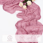 12 Pack Dusty Rose 10FT Cheesecloth Table Runner 20 x 120 Inch Long Rustic Gauze Fabric Cheese Cloth Table Runner for Wedding Bridal Baby Shower Table Decorations Boho Sheer Birthday Party Table Decor - Image 5