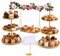 Metal 3 Tier Cupcake Stands,Removable Swing Tray & Decor Set, Gold by Unknown