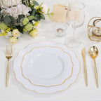 bUCLA 180PCS White and Gold Plastic Plates Disposable - White with Gold Rim Dinnerware Set Include 30 Guests Dinner & Dessert Plates, Cups, Cutlery Set for Wedding, Party & Thanksgiving Table Decor - Image 6