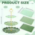 FoldTier 6 Pack Cupcake Stand Set 3 Pcs 3 Tier Gradient Dessert Table Display Stands Cookie Tray Rack 3 X14 in Rectangle Party Trays for Wedding Birthday Tea Party Baby Shower(Green,Round) - Image 2