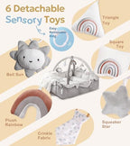 Mallify 5-in-1 Plush Baby Play Gym, Baby Play Mat, Convertible Baby Gym with Blanket and 6 Toys, Tummy time mat, Baby Activity Center from Newborn to Toddler, Baby Gym, Baby Newborn Essentials, Grey - Image 3