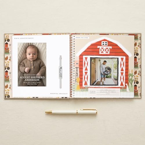 Lucy Darling Little Farmer Baby Memory Book – First Year Journal, 5-Year Milestone Scrapbook & Photo Album – Rustic Farming Adventure Keepsake for Baby Boy or Girl - Image 3