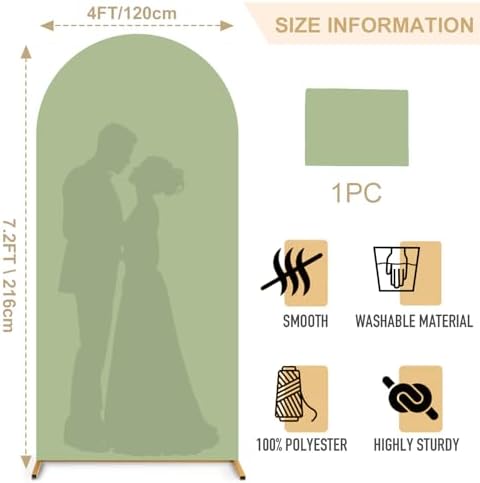 Arch Spandex Cover Sage Green 7.2FT Arch Cover Backdrop Fabric for Round Top Garland Arched Frame Wedding Backdrop Covers Chiara Arched Covers Stretchy Backdrops for Balloon Party Stand Decoration - Image 2