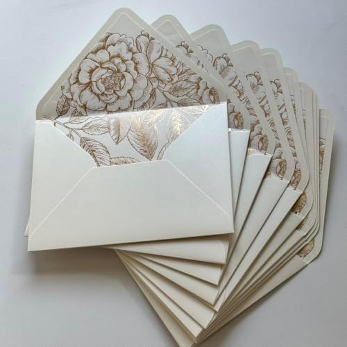 20 Pearl Ivory Envelope with Gold Foil Floral Liner for 5*7 inch Invitation - Image 7
