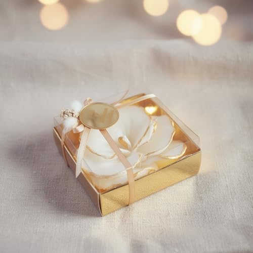 Giftsupstore Wedding Favors Guests Bulk- 50 Set Elegant Silver Design Orchid Candle -Custom Bridal Shower Gifts, Baby Shower & Personalized Bachelorette Party Candle Favors – Decorative Floral Candles - Image 2