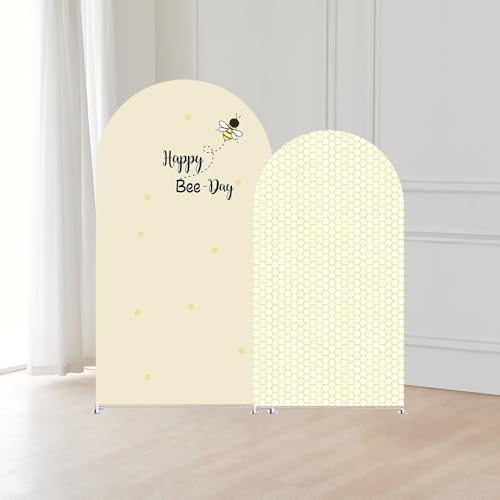 Arch Backdrop Cover Happy Sweet Bee Day Baby Shower Prop Chiara Arch Wall Yellow Honeycomb Bee 1st Birthday Party Baptism Fiesta Parties Decorations (5FT,4683) - Image 3