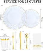 YOUBET 175PCS Clear Blue Scalloped Plastic Plates for Party Wedding - Image 2